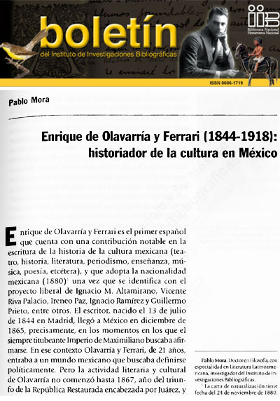 Enrique de Olavarría y Ferrari (1844-1918): historiador de la cultura en México